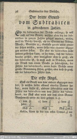 Der dritte Grund vom Subtrahiren in gebrochenen Zahlen