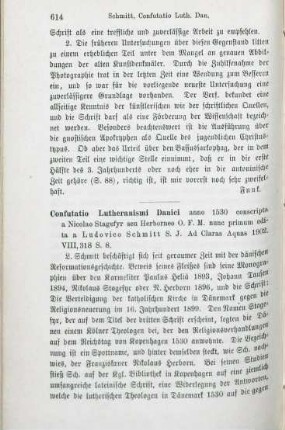 614-615 [Rezension] Schmit, Ludovico [Ed.], Confutatio Lutheranismi Danici