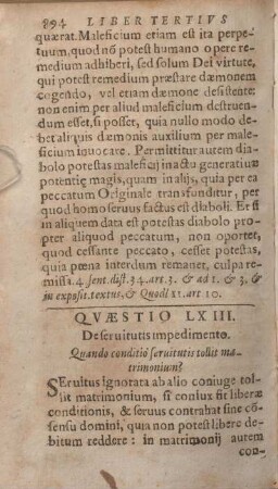 Qvaestio LXIII. De seruitutis impedimento.
