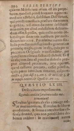 Qvaestio LXIII. De seruitutis impedimento.