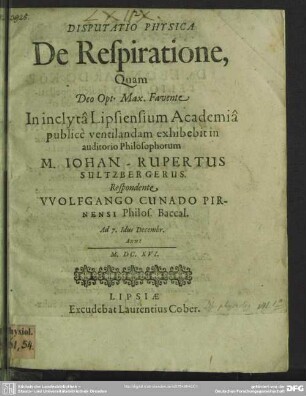 Disputatio physica de respiratione