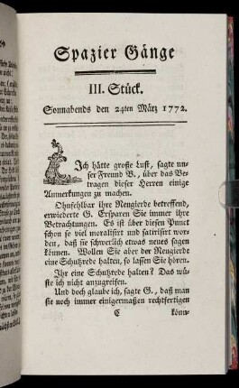 III. Stück. Sonnabends den 24ten März 1772.
