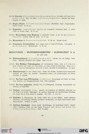 Miniaturen/Elfenbeinarbeiten/Kleinkunst u.a. (Nr. 206-229)