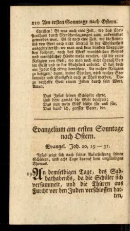 Evangelium am ersten Sonntage nach Ostern