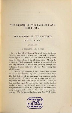 The writings of Bret Harte : with introductions, glossary, and indexes, 6. The crusade of the Excelcior and other tales