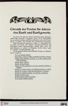 Chronik des Vereins für dekorative Kunst und Kunstgewerbe