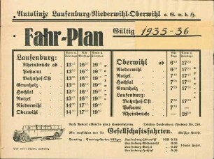 Genehmigung und Betrieb der Kraftwagenlinie von Kleinlaufenburg über Hochsal und Rotzel nach Oberwihl