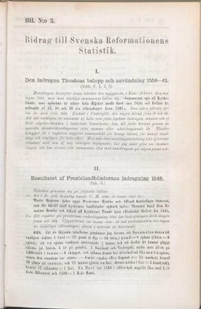 Bil. N:o 3. Bidrag till Svenska Reformationens Statistik.