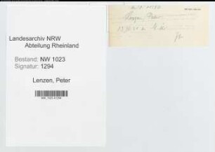 Entnazifizierung Peter Lenzen , geb. 02.05.1903 ()
