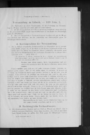 Versammlung zu Lübeck. - 1419 Febr. 5.