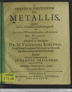 Centuria positionum de metallis