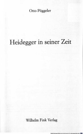 Heidegger in seiner Zeit