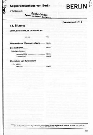 Nr. 13, 19. Dezember 1981