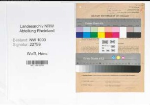 Entnazifizierung Hans Wolff, geb. 30.04.1898 (Kriminalsekretaer)