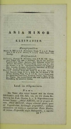 Asia Minor oder Kleinasien