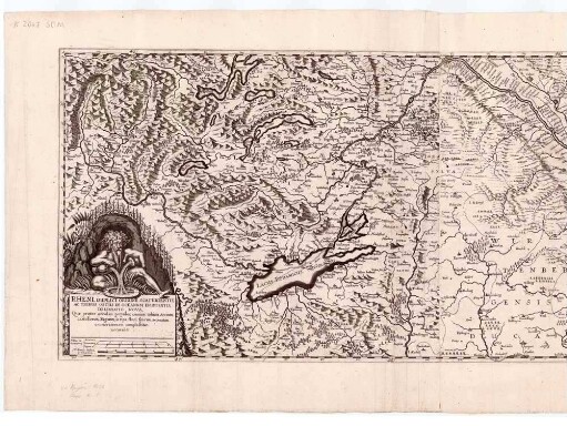 Rheni, Duplici Origine Scaturientis, Ac Tribus Ostiis in Oceanum Erumpentis, Delineatio Nova : Qvae praeter accolas, populos, omnium urbium, Arcium, castellorum, Pagorum, in ripa fluvii sitorum accuratam enumerationem complectitur