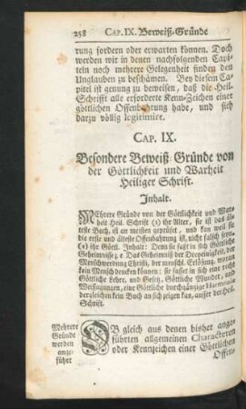 Cap. IX. Besondere Beweiß-Gründe von der Göttlichkeit und Warheit Heiliger Schrift.