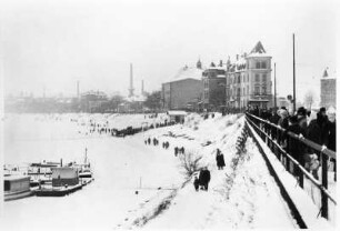 Vereiste Elbe an der Fähre