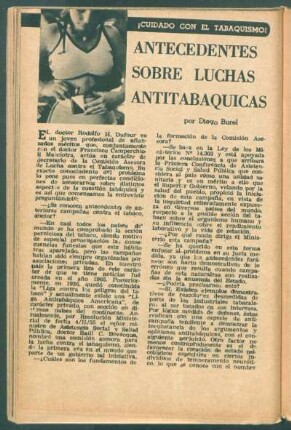 Antecedentes sobre luchas antitabaquicas : ¡Cuidado con el tabaquismo!