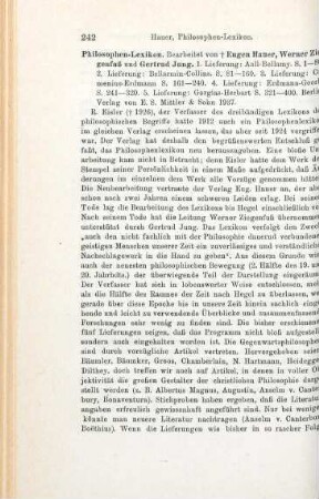 242-243 [Rezension] Ziegenfuß, Werner, Philosophenlexikon