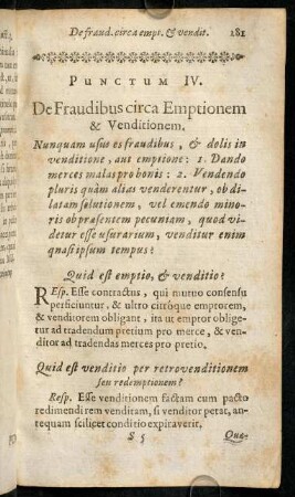 281-297, Punctum IV. De Fraudibus circa Emptionem & Venditionem.