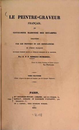 Le Peintre-graveur français : ou catalogue raisonné des estampes gravées par les peintres et les dessinateurs de l'école française, 9