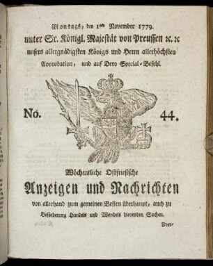 No. 44. Montags, den 1ten November 1779.
