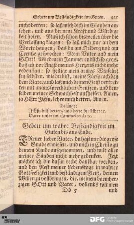 Gebett um wahre Beständigkeit im Guten bis ans Ende.