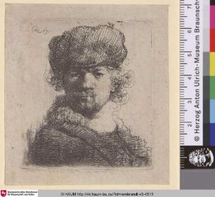[Selbstbildnis mit runder Pelzmütze; Self-Portrait in a Heavy Fur Cap; Portrait de Rembrandt au bonnet rond]