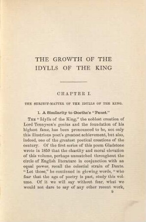 The growth of the Idylls of the king