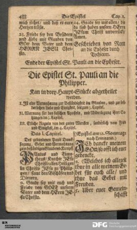 Die Epistel St. Pauli an die Philipper.