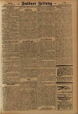 Zweite Ausgabe vom Mittwoch, den 25. August 1915.