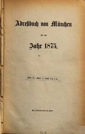 Adreßbuch für München. 1875
