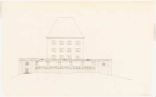Schloss Fuschl bei Salzburg Umbau: Ansicht Brüstungsmauer mit Kolonnaden