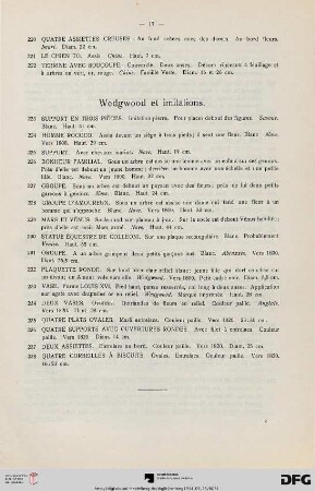 Wedgwood et imitations (Nr. 223-238)