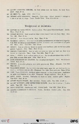 Wedgwood et imitations (Nr. 223-238)