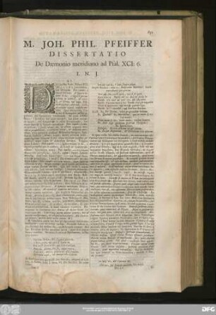 M. Ioh. Phil. Pfeiffer Dissertatio De Daemonio meridiano ad Psal. XCI:6.