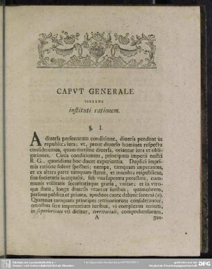 Caput Generale Sistens instituti rationem