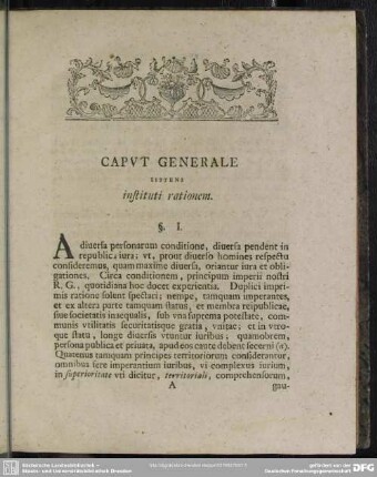 Caput Generale Sistens instituti rationem