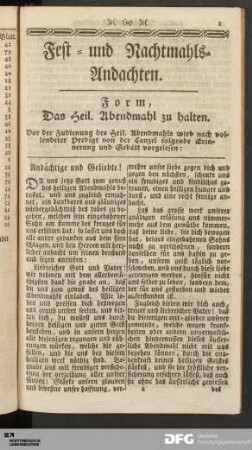 Fest- und Nachtmahls-Andachten