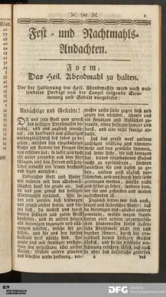 Fest- und Nachtmahls-Andachten