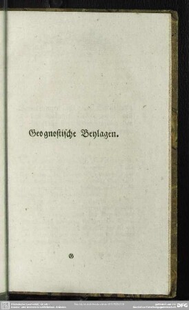Geognostische Beylagen