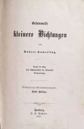 Gesammelte kleinere Dichtungen