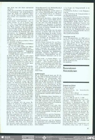 Einstand zum Dialog: Ausstellung „Produkt und Design aus Berlin (West) : Rezensionen Annotationen