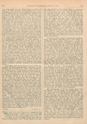 539-541 [Rezension] Hessen, Johannes, Augustinus‘ Vom seligen Leben