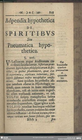 Apendix hypothetica De Spiritibus Seu Pneumatica hypothetica