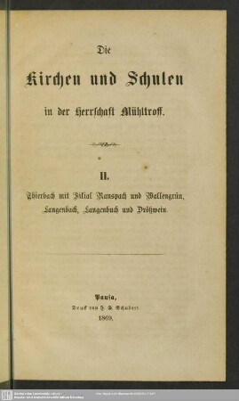 II. Thierbach mit Filial Ranspach und Wallengrün, Langenbach, Langenbuch und Drößwein
