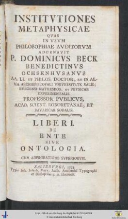 Institvtiones Metaphysicae