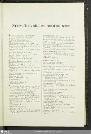 Alphabetisches Register des neunzehnten Bandes
