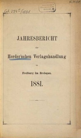 Jahresbericht. 1881
